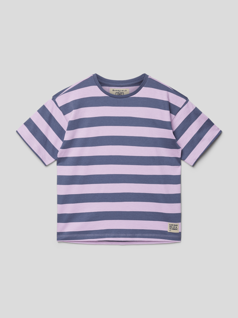 T-Shirt mit Streifenmuster in flieder
