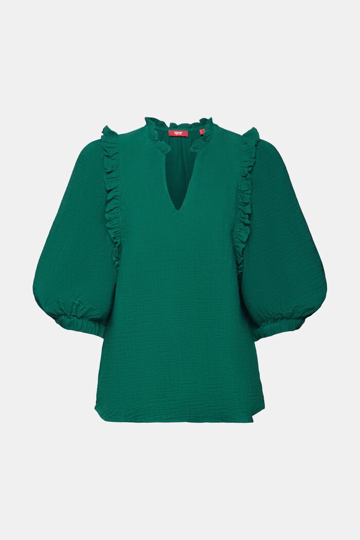 Bluse aus Baumwollgaze mit Rüschenbesatz