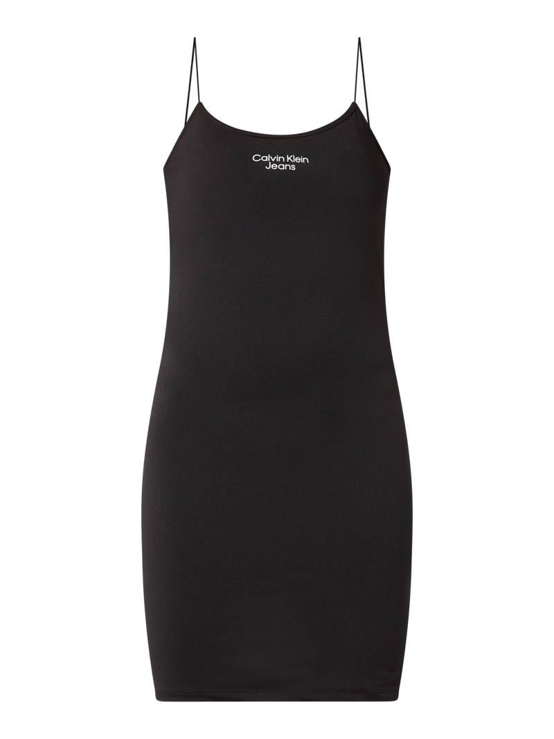 Minikleid mit Spaghettiträgern  in schwarz