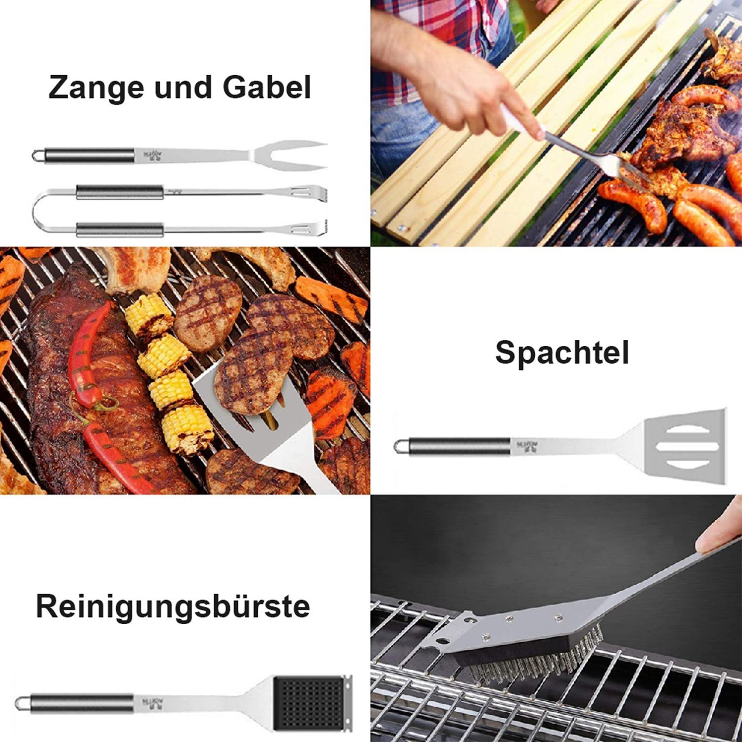 Kpaloft Grillbesteck-Set, (Set, 25 tlg), BBQ Tool Edelstahl Grillkoffer&Matte