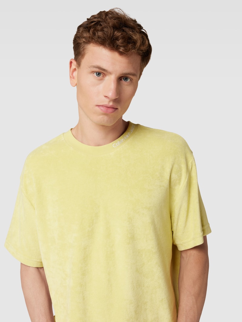 T-Shirt mit Label-Detail Modell 'TOWELLING' in hellgelb
