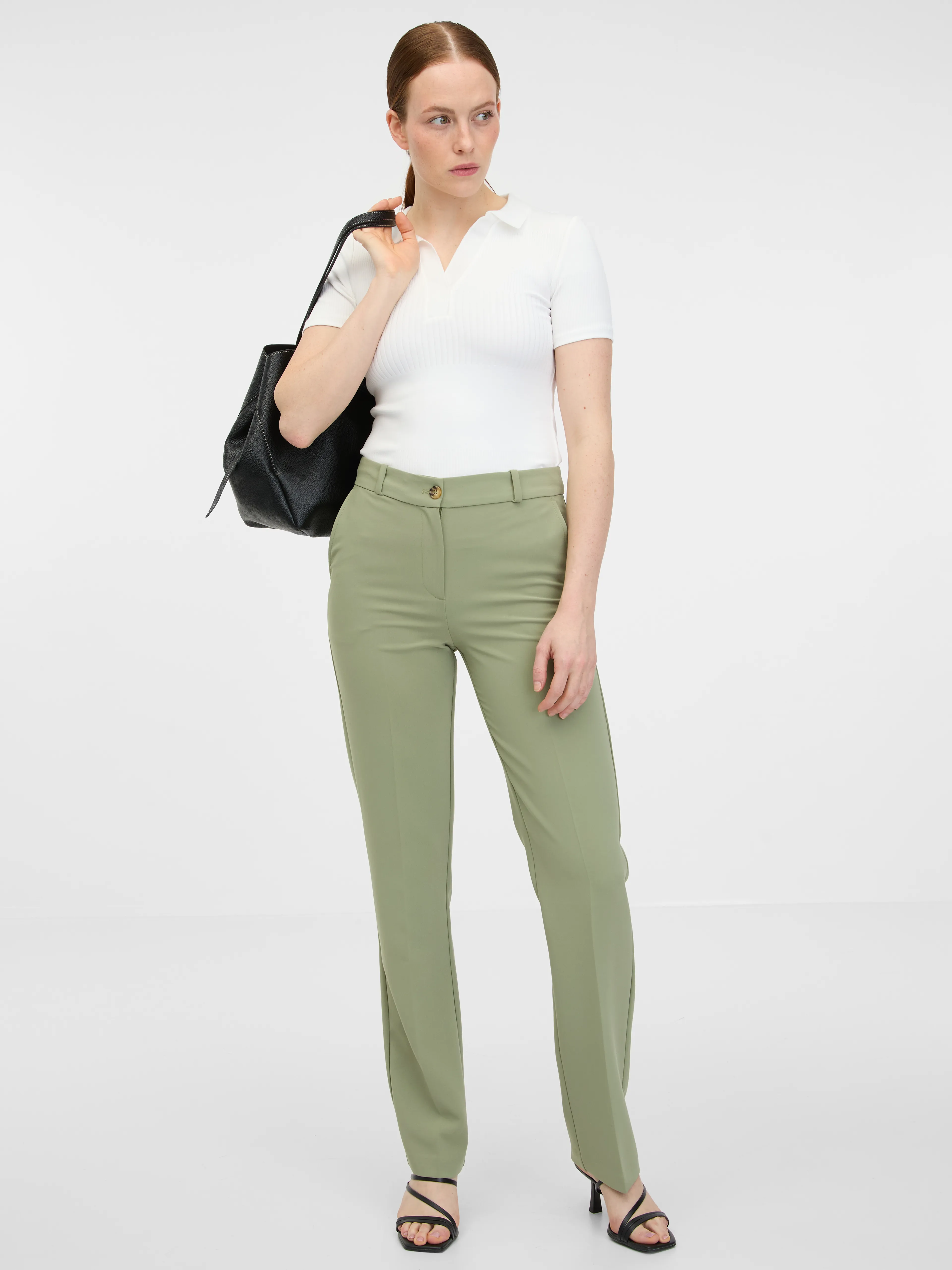 Weißes Damen-Strick-Poloshirt ORSAY