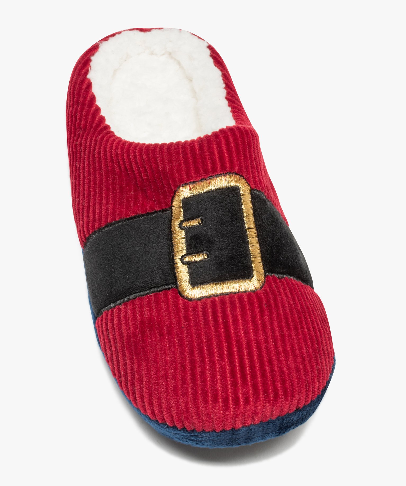 Chaussons homme mules en velours Père Nol rouge fonce | GEMO