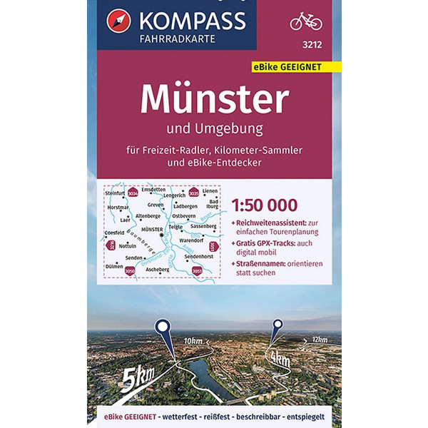 KOMPASS FAHRRADKARTE 3212 MÜNSTER UND UMGEBUNG 1:50.000 - Fahrradkarte