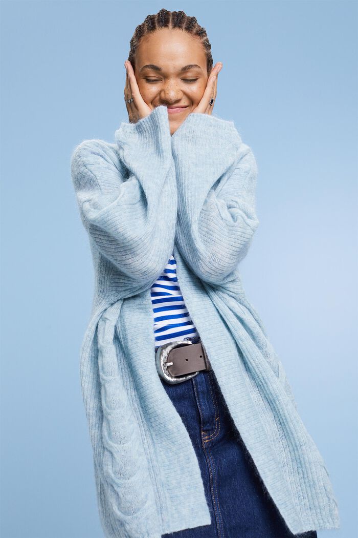 Zopfstrick-Cardigan aus Mohair-Mix