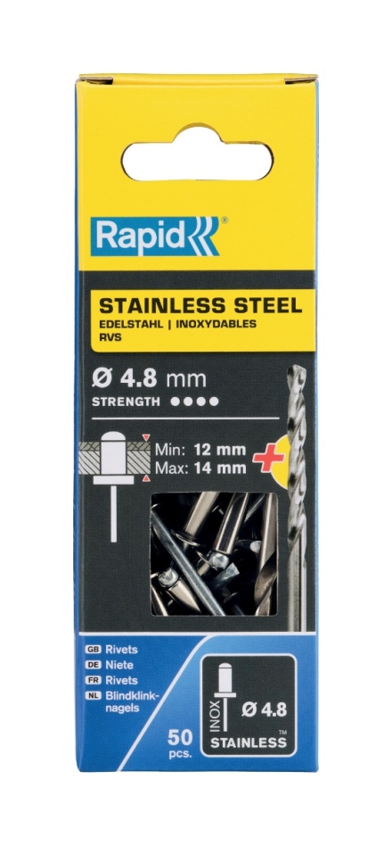 Rapid 5000397 Rozsdamentes acél vakszegecs Ø4,8 x 18 mm 50 darab