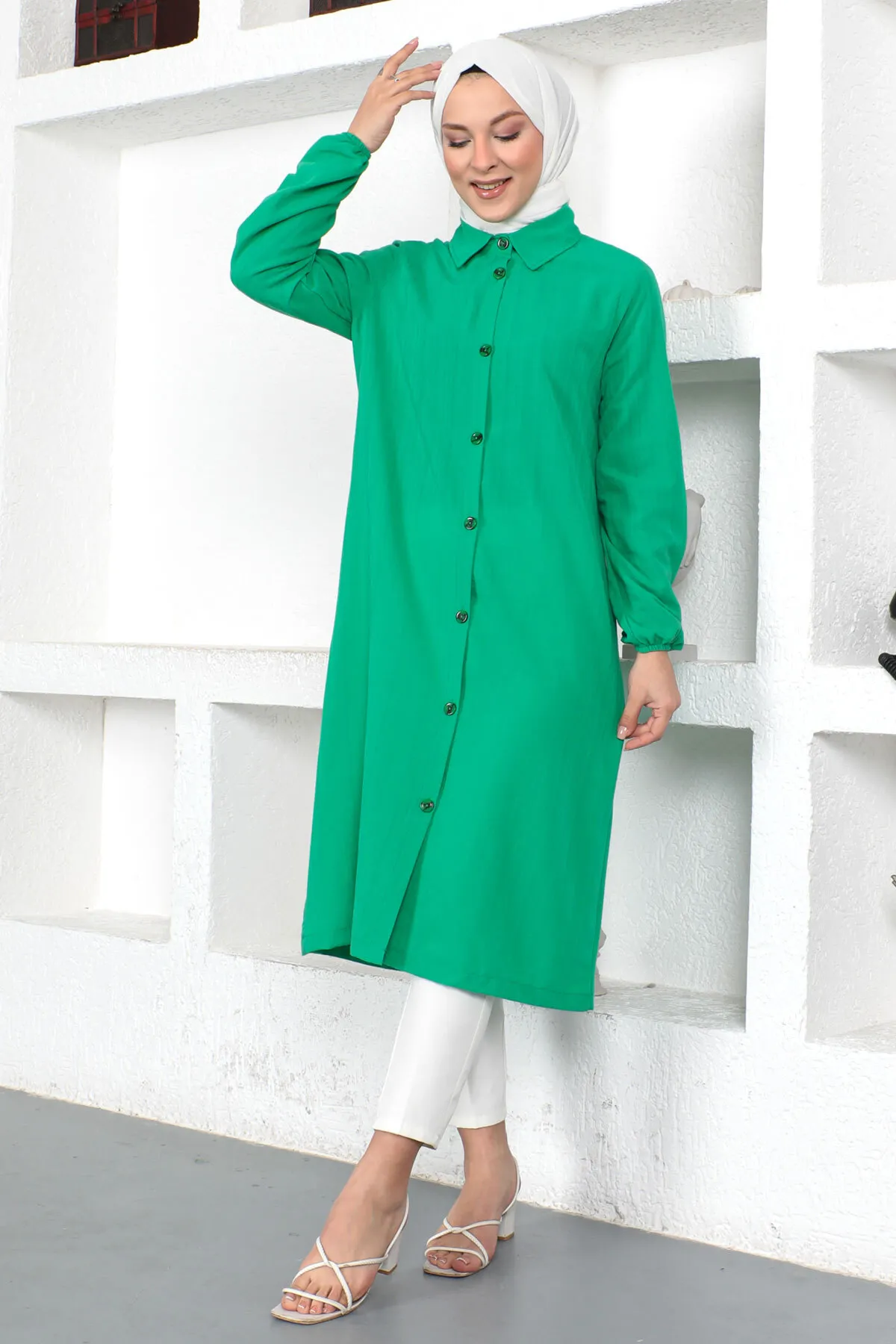 Tesettür Dünyası  Lange Tunika Tsd230359 Benetton Green