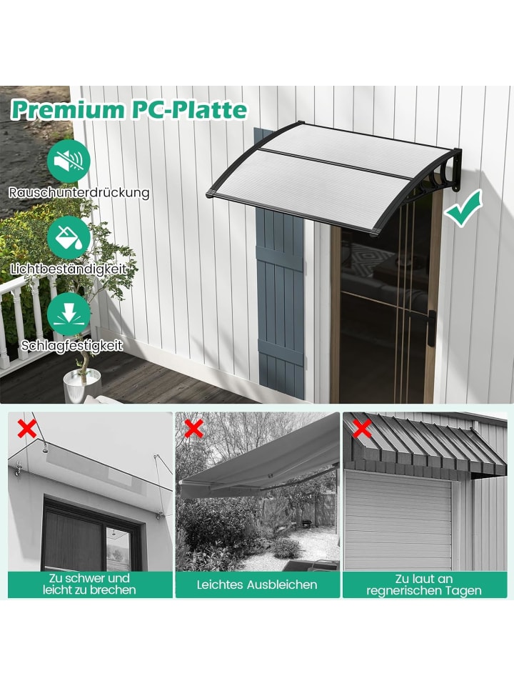 COSTWAY Vordach für Haustür 122x99cm in Grau günstig kaufen onesize