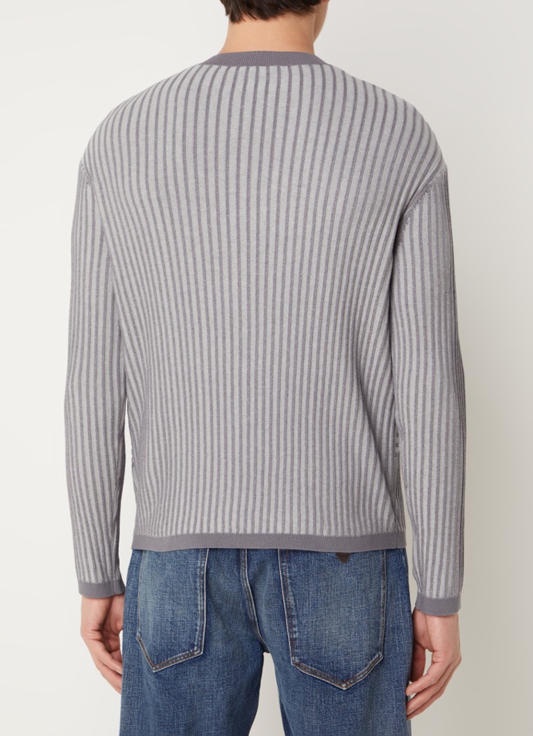 Pull Emporio Armani en mélange de lin à maille fine et structure côtelée