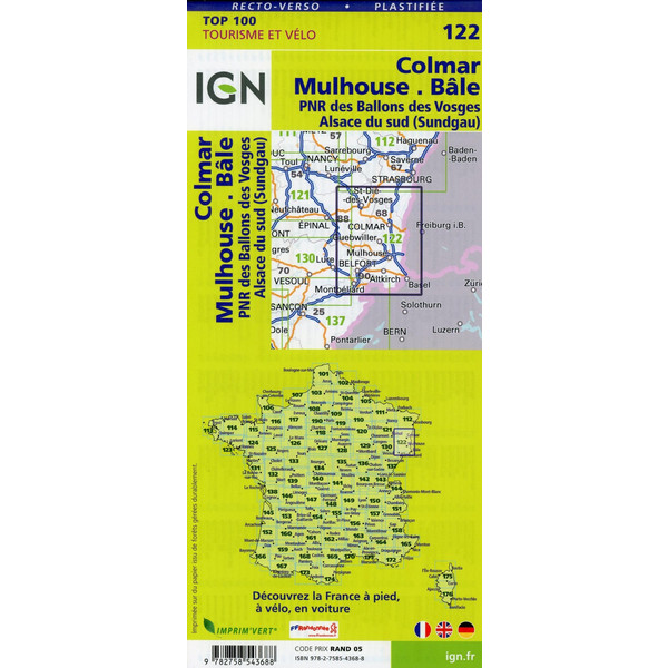 Colmar Mulhouse Bâle 1:100 000 - Karte
