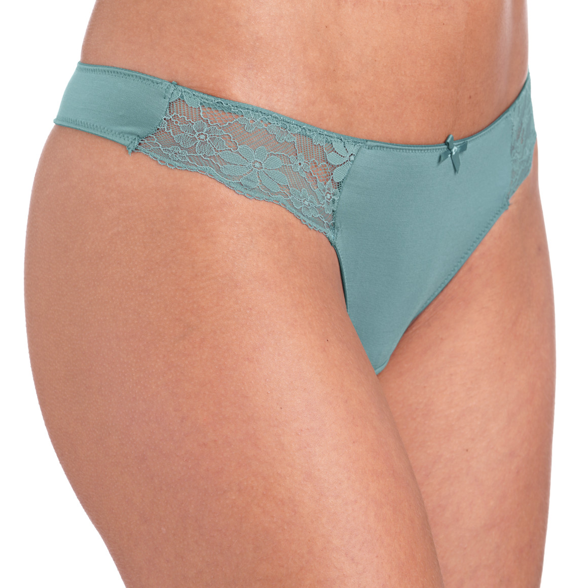 2 Damen Strings mit Spitzeneinsatz