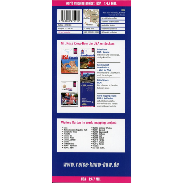 Reise Know-How Landkarte USA 1 : 4.700.000 - Straßenkarte