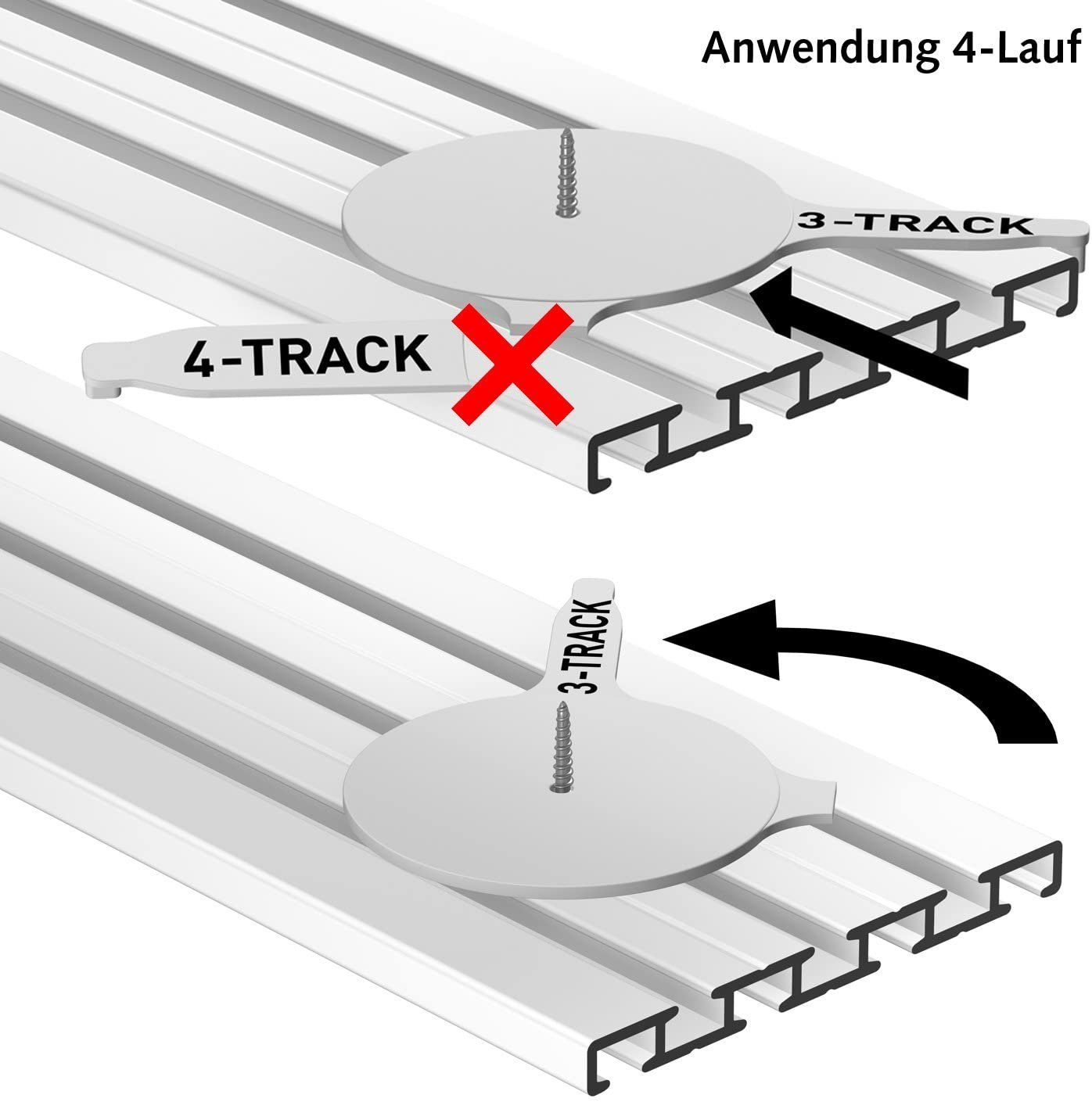 Gardinenschiene Wendeschiene, 3-/4-läufig, weiß, Garduna, gebohrt