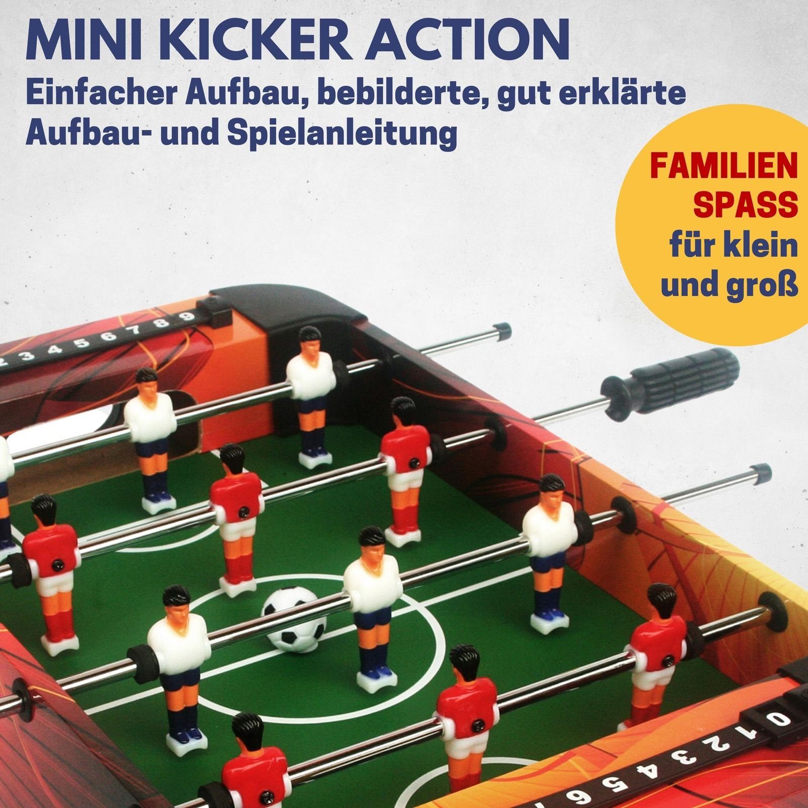 Best Sporting Mini-Tischkicker Mini Tischkicker Kinder Goal in 53 x 31 cm I Kickertisch klein ideal für das Tischfussball Kinder Match, Mini Kicker Tischfussball mit 12 Spielern und 2 Bällen I Mini Football Game