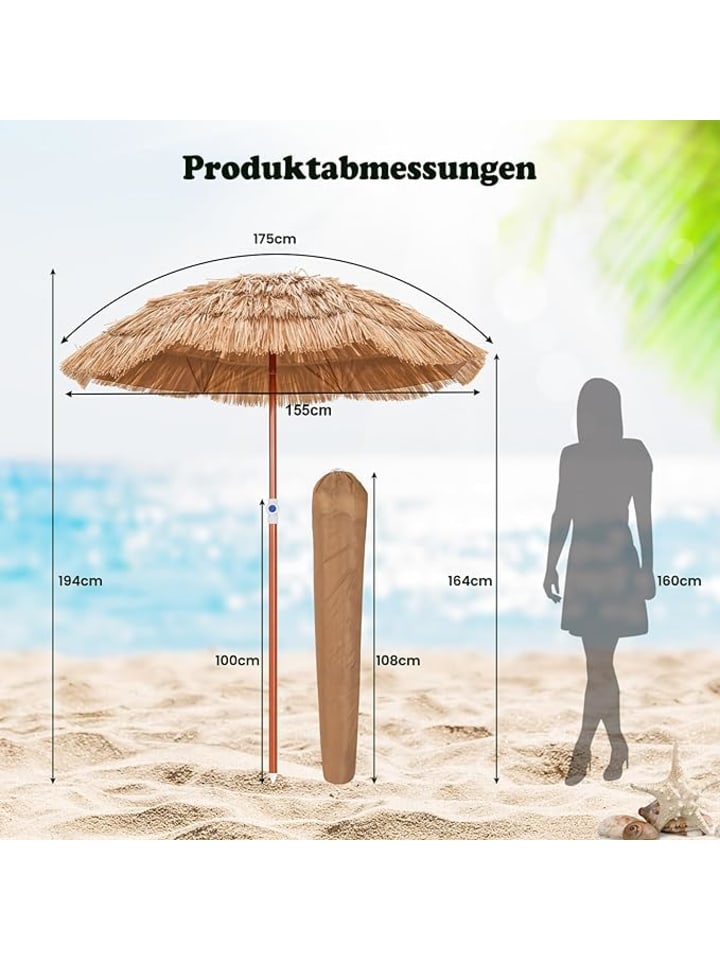 COSTWAY Sonnenschirm Strohschirm in Beige günstig kaufen onesize