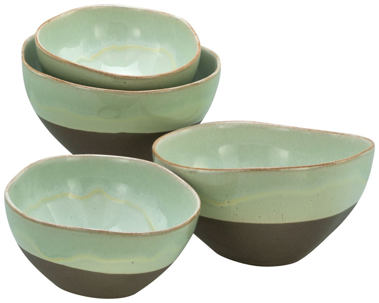 CreaTable Basalt Bowls, Salbei, 4-teiliges Geschirrset, Bowl Set  aus Steinzeug