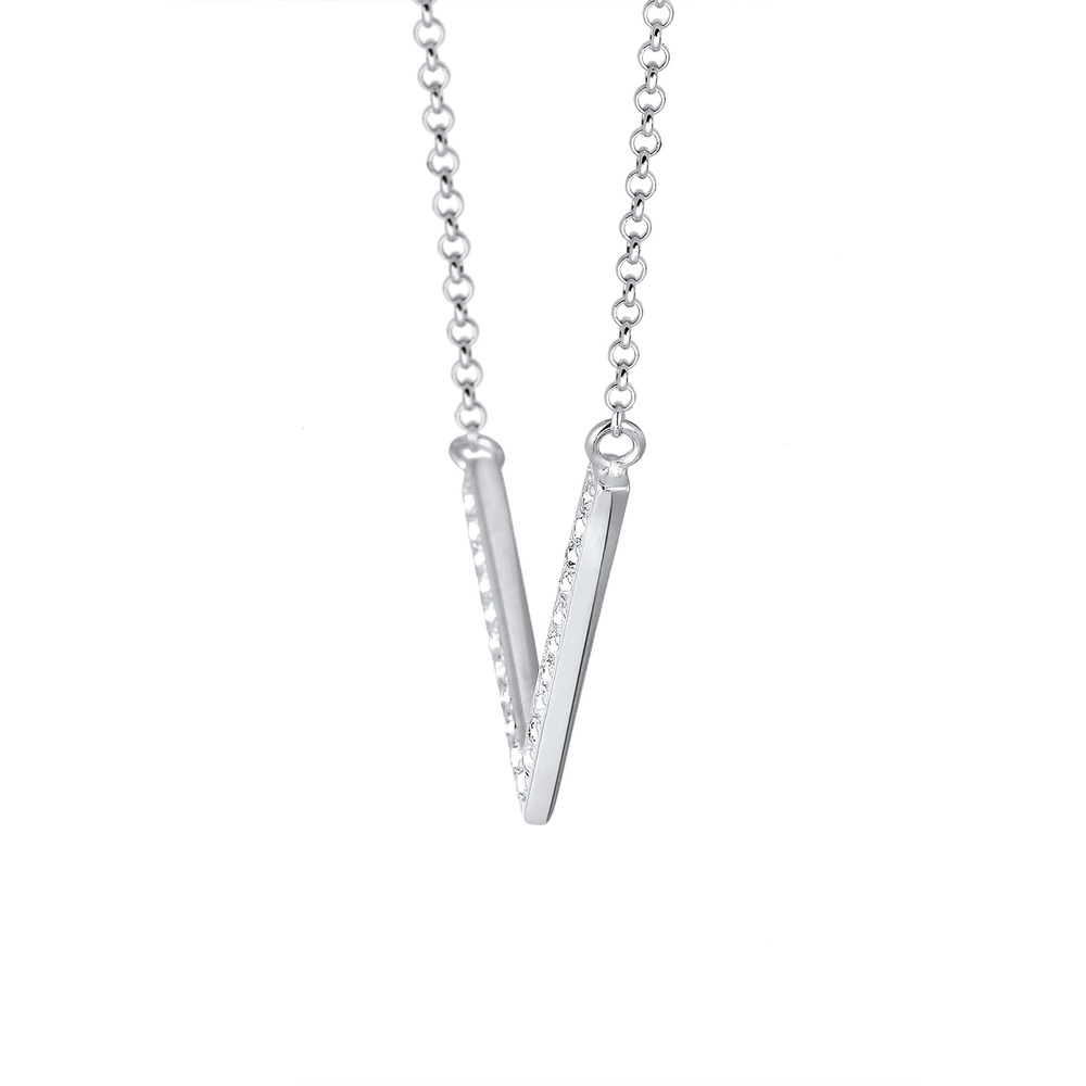 Elli Elli Collier Femme Pendentif en V Tendance avec Cristaux en Argent Sterling 925 collier