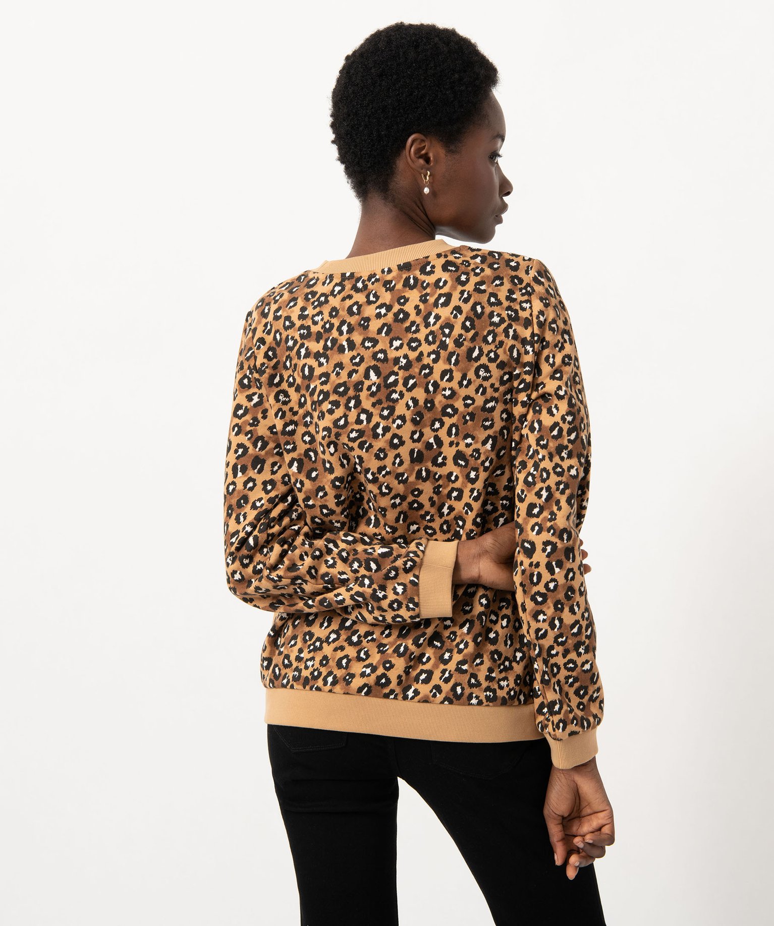 Sweat molletonné à motif léopard femme imprime | GEMO