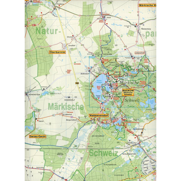 Radwander- und Wanderkarte Naturpark Märkische Schweiz, Buckow, Waldsieversdorf  und Umgebung 1 : 50 000 - Wanderkarte