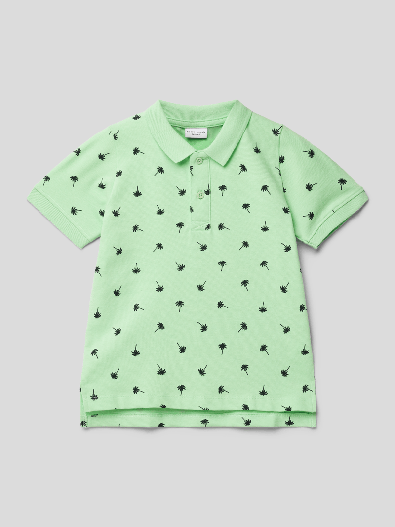Poloshirt mit Allover-Muster Modell 'VOLO' in hellgrün