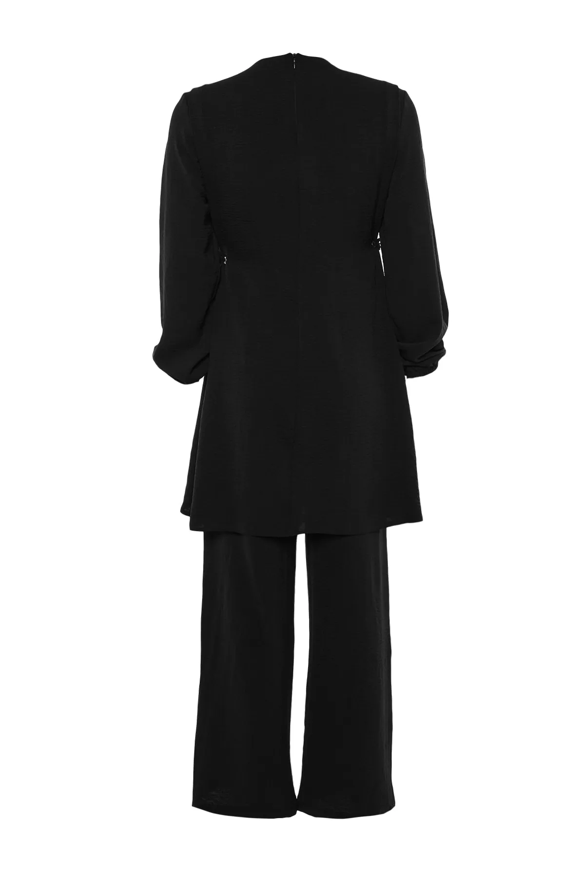 Trendyol Modest  Schwarzes Aerobin Tunika-Hosen-Set mit Ösen und Krawattendetails TCTAW22US0092