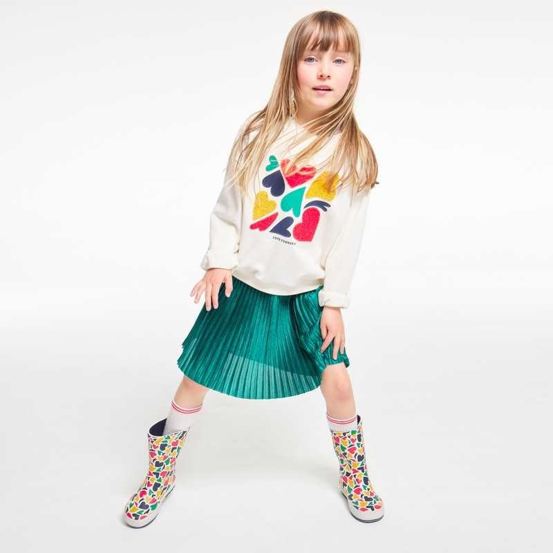 Jupe midi plissée verte fille