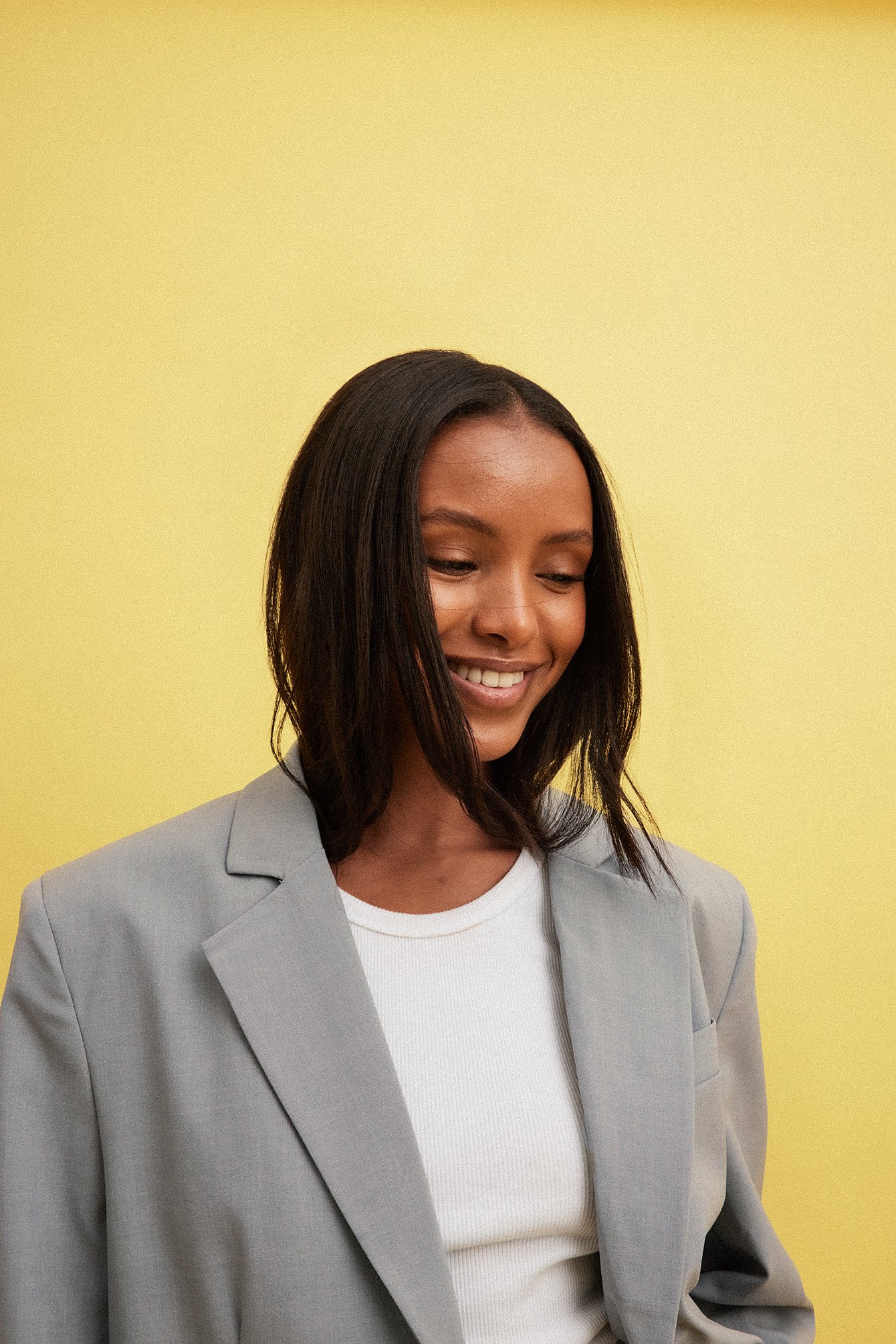 Melange-Blazer in Oversize mit drei Knöpfen