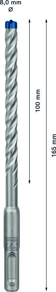 „Bosch Blue“ priedai 2608900088 „Expert SDS plus-7X“ smūginis gręžtuvas 8 x 100 x 165 mm
