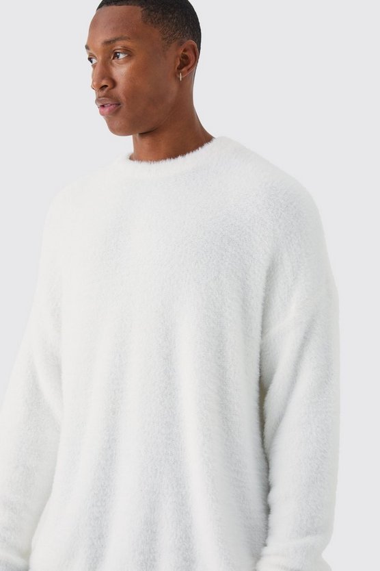 Flauschiger Oversize Rundhals-Pullover