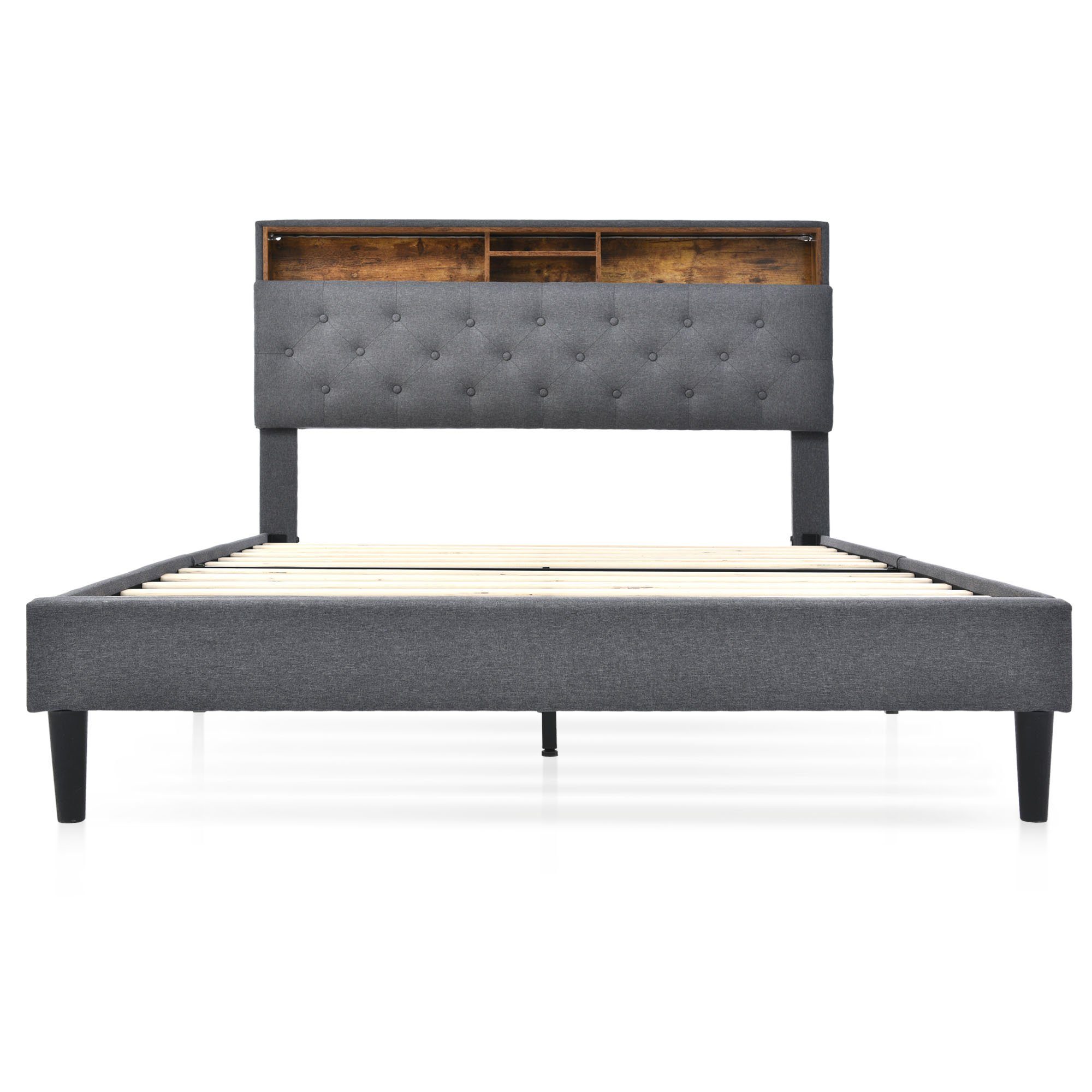 Ulife Polsterbett Doppelbett mit LED-Beleuchtung (Packung, 1 Bett), mit aufladen USB und LED-Beleuchtung Bettgestell