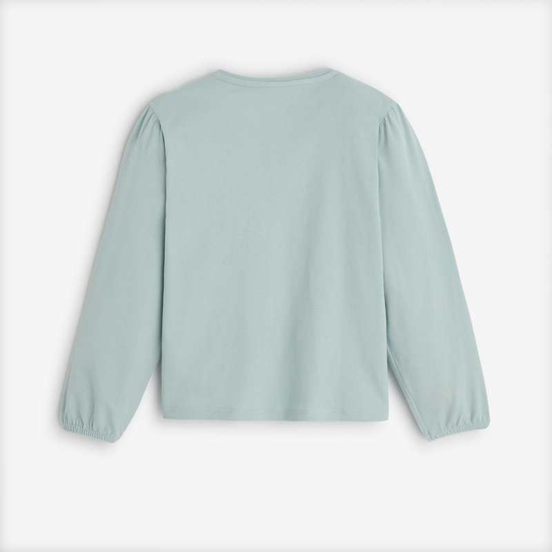 T-shirt bleu fille en coton biologique Catimini