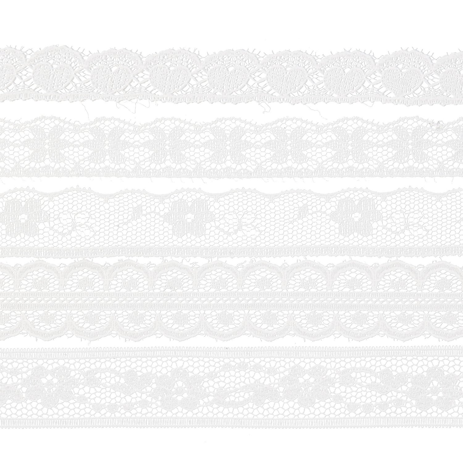 Spitzenbänderpaket, weiß, 12–20 mm, 5x 2 m