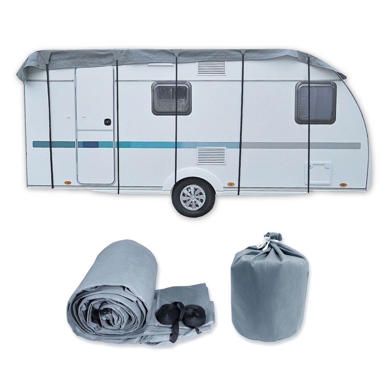 Lemodo Dachschutzplane für Wohnwagen, M 500 - 550 cm lang
