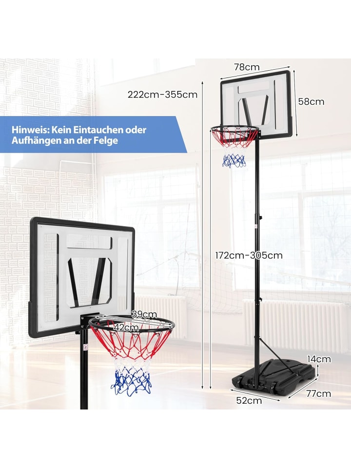 COSTWAY Basketballständer 172-305cm in Schwarz günstig kaufen onesize