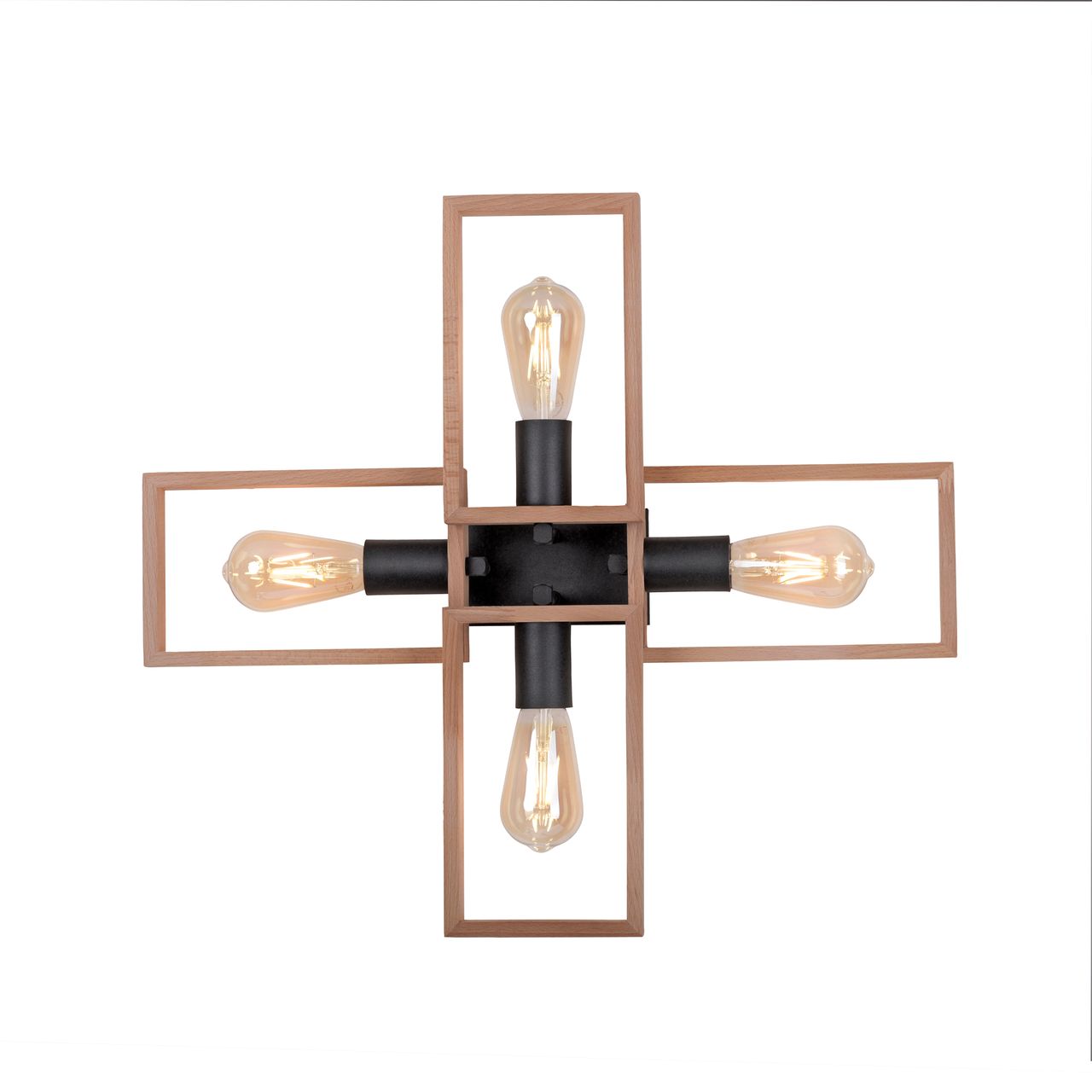 JUST LIGHT LeuchtenDirekt Deckenleuchte FRAME, 4xE27/max. 60W, Innenleuchte, IP20, Metall und Holz