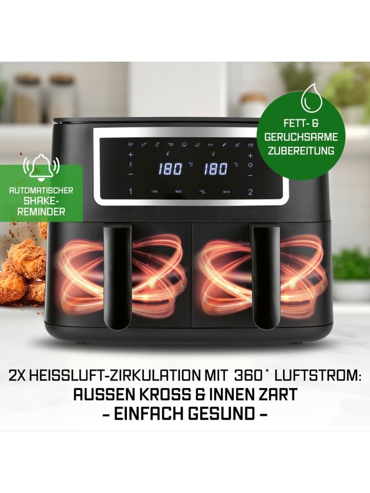 Gourmetmaxx GOURMETmaxx Doppelkammer-Heißluftfritteuse 2 x 4 L - Touch, Timer, 10 Programme günstig kaufen onesize