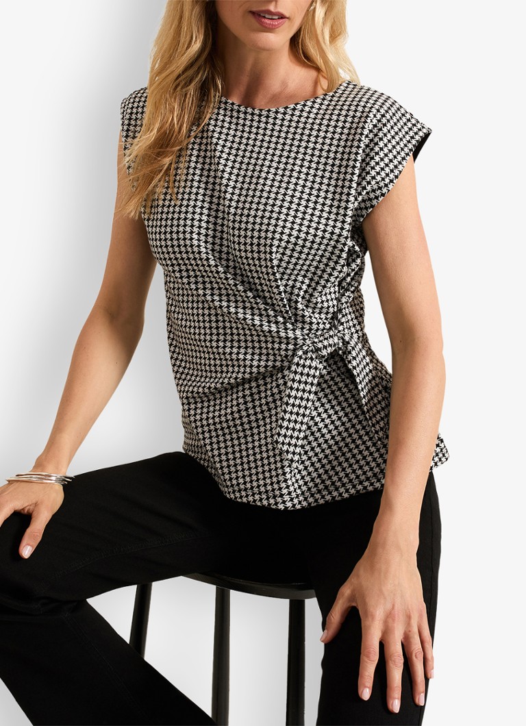 Phase Eight Halsey top with houndstooth design and bow detail