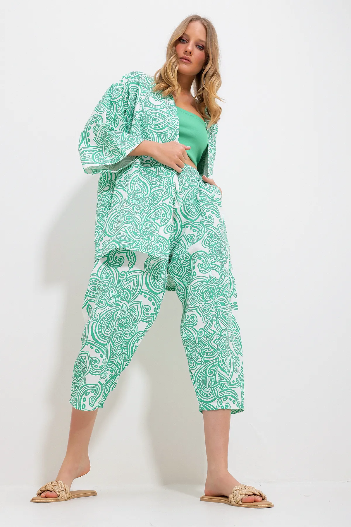 Trend Alaçatı Stili  Zweiteiler - Grün - Regular Fit