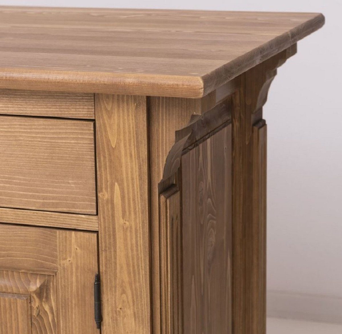 Casa Padrino Barschrank Landhausstil Bar Theke Hellbraun 191 x 68 x H. 95 cm - Massivholz Thekentisch - Bartisch - Massivholz Bar Möbel im Landhausstil