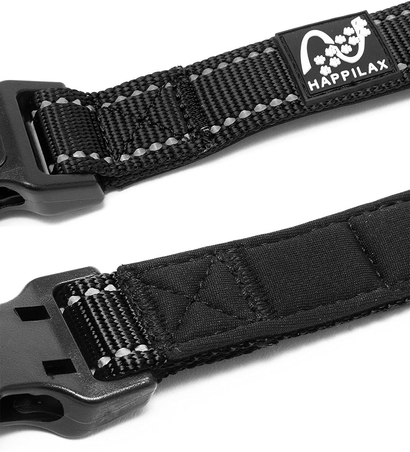 Happilax Hunde-Halsband Hundehalsband gepolstert, größenverstellbar & reflektierend, Rot S Nylon