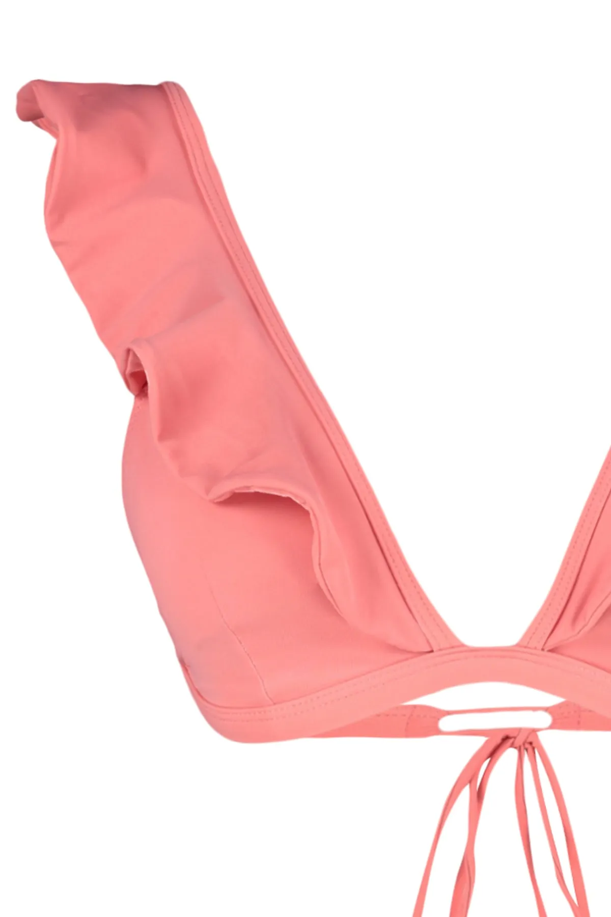 Trendyol Collection  Rosafarbenes Triangel-Bikinioberteil mit Volant TBESS22BU0023