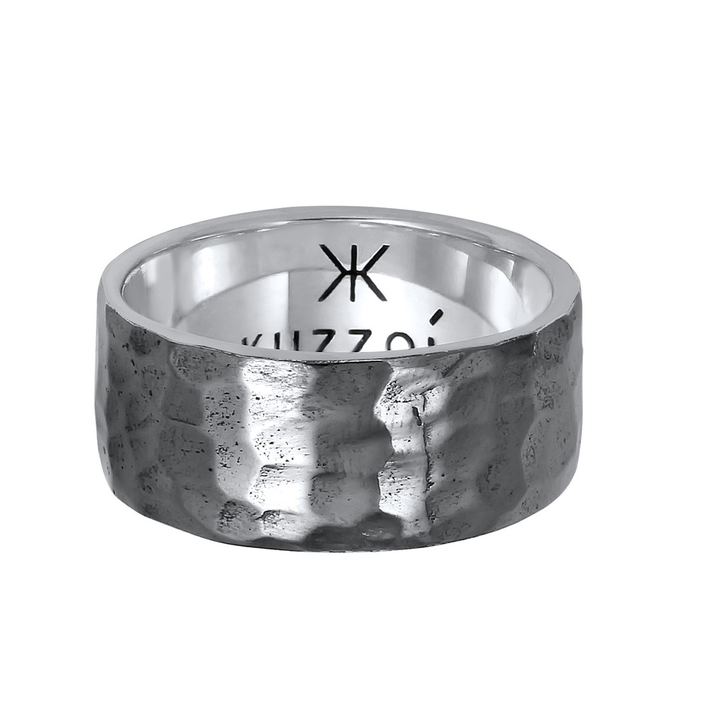 KUZZOI KUZZOI Bague Bague pour homme en argent sterling 925, martelée et massive. Bague