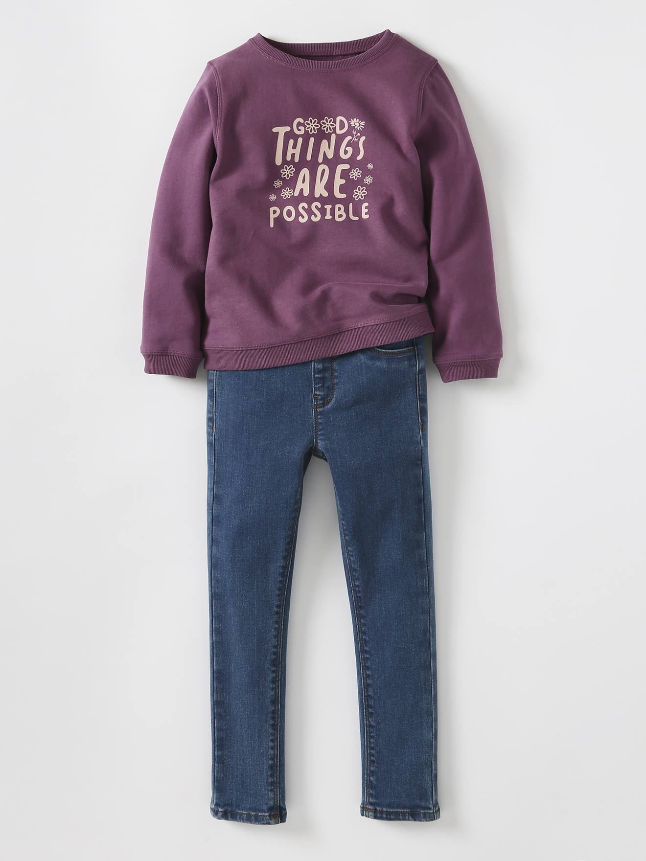 Sweat Basics motifs détails irisés fille prune