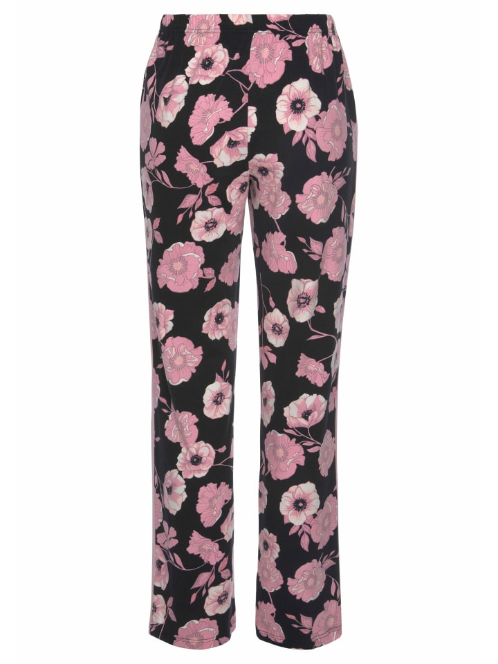 LASCANA Schlafhose in schwarz-rosa-geblümt günstig kaufen