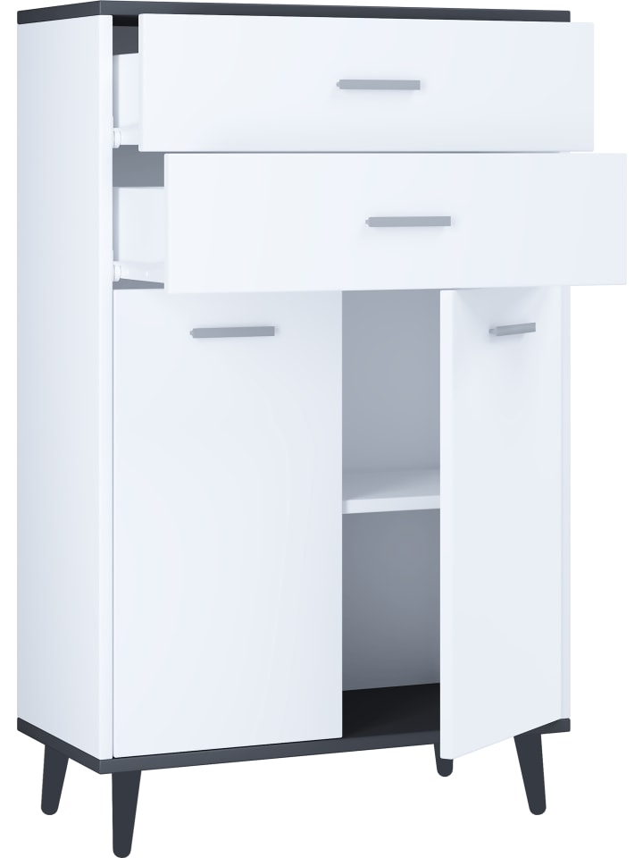 VCM  Holz Badmöbel Sideboard Kommode Bad Schrank Landos in Weiß / Anthrazit günstig kaufen onesize