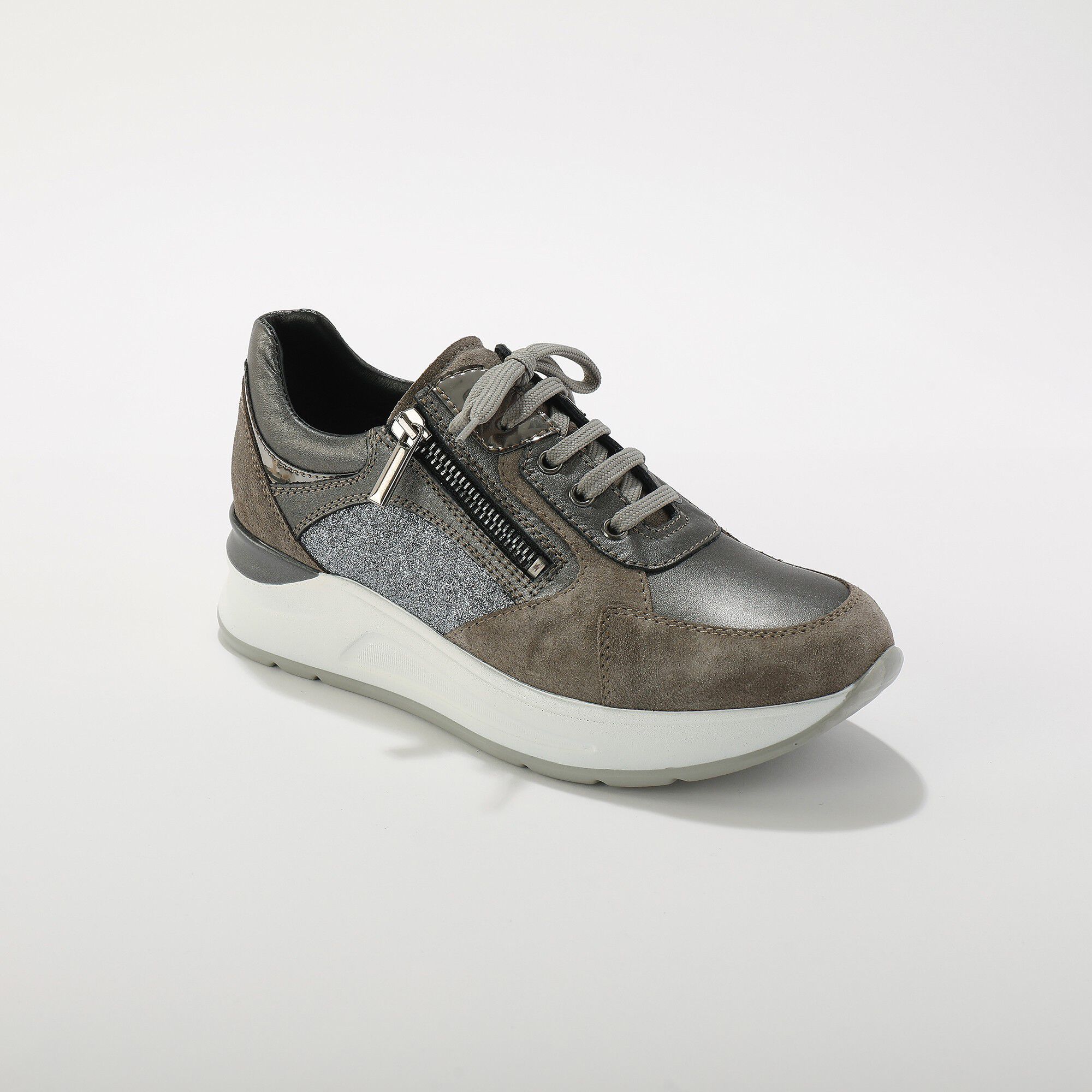 Sneakers compensées en cuir