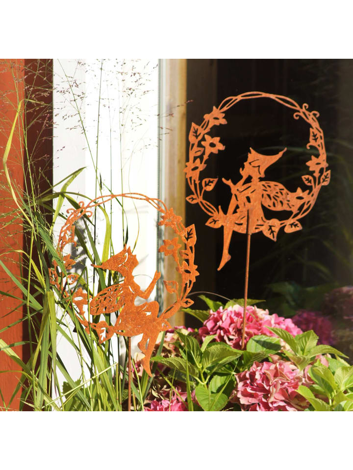 UNUS 2er Set Gartenstecker Rost Elfen in Braun günstig kaufen onesize
