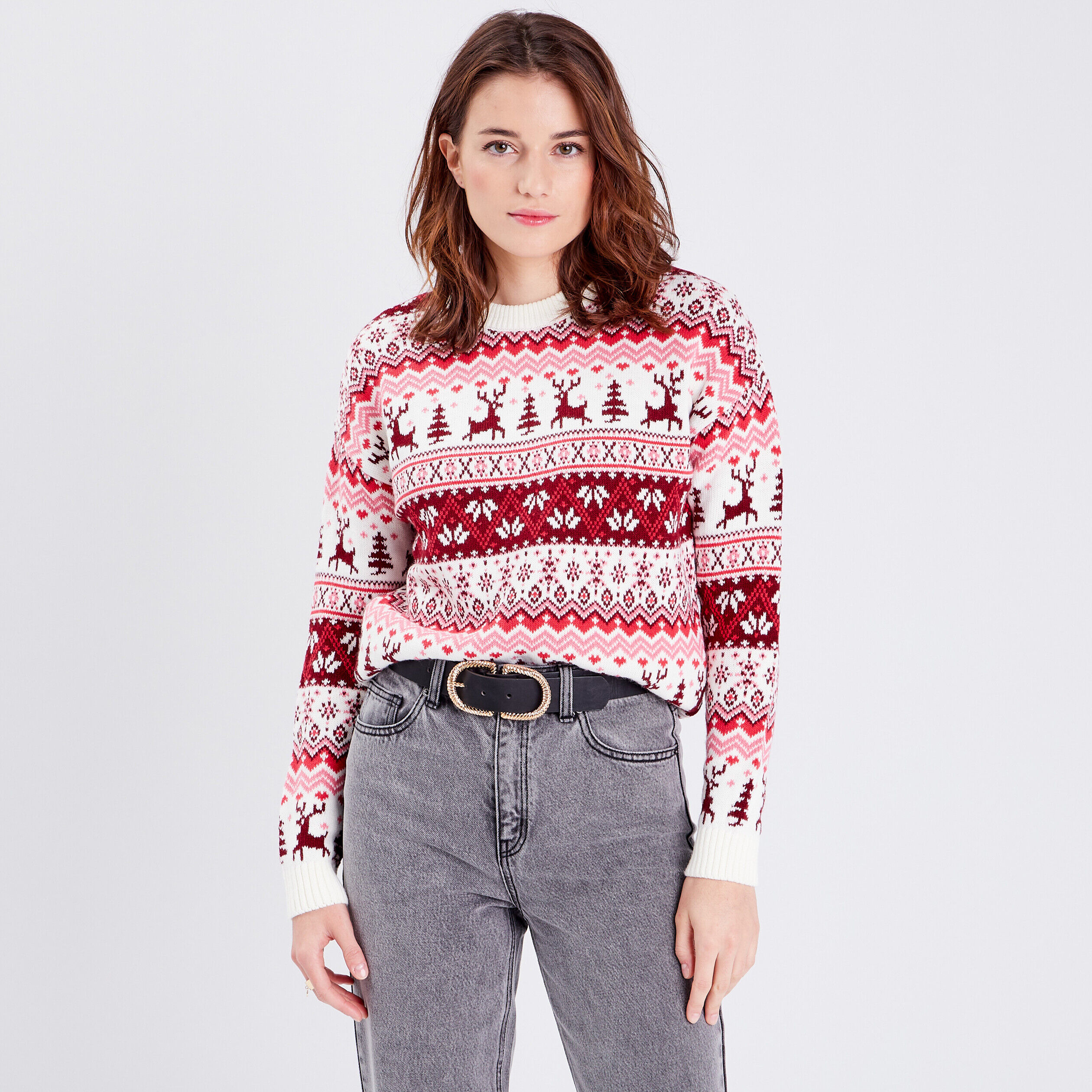 Pull manches longues rouge femme | Cache Cache