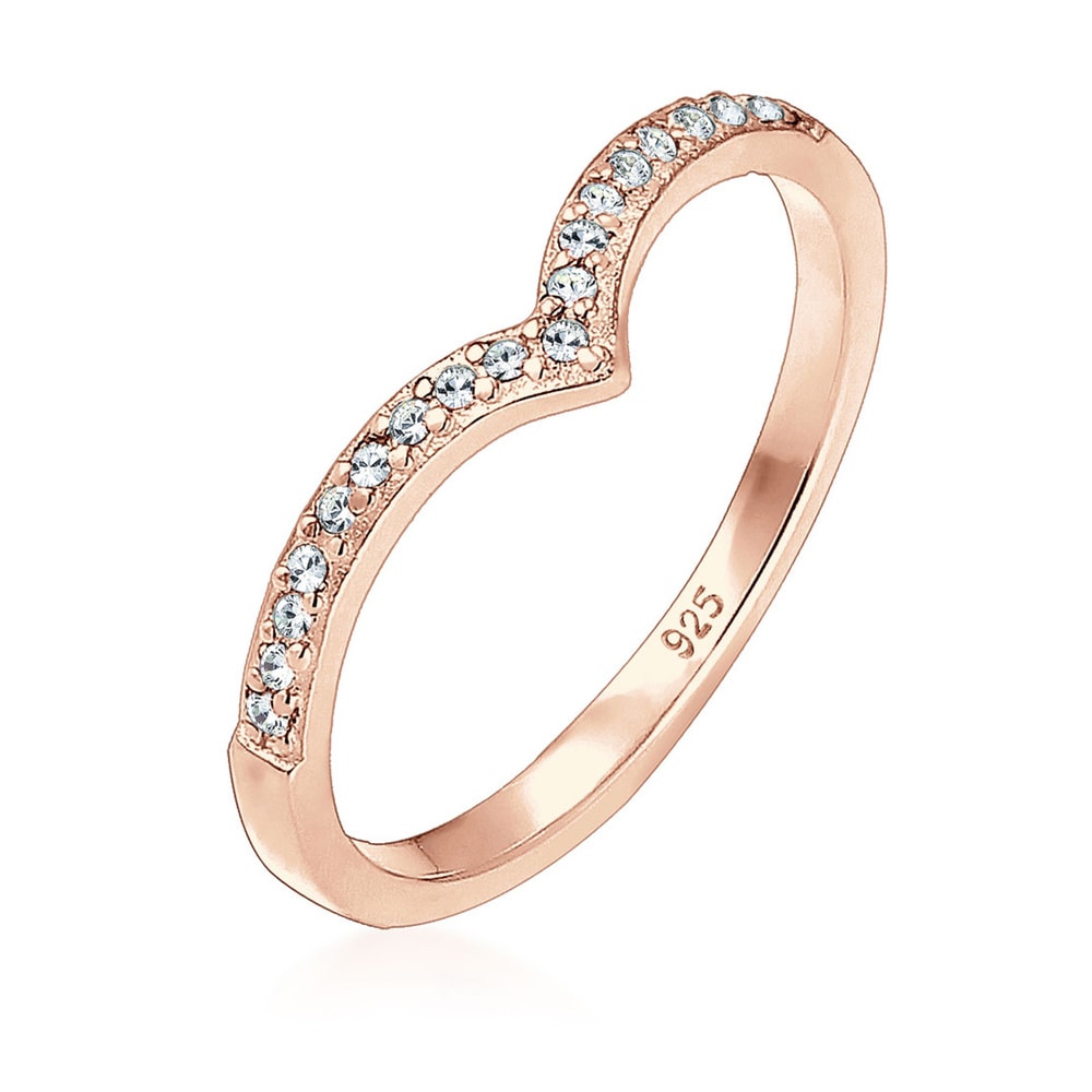 Elli Elli Bague Forme V Géométrique Cristaux  925 Argent Bague
