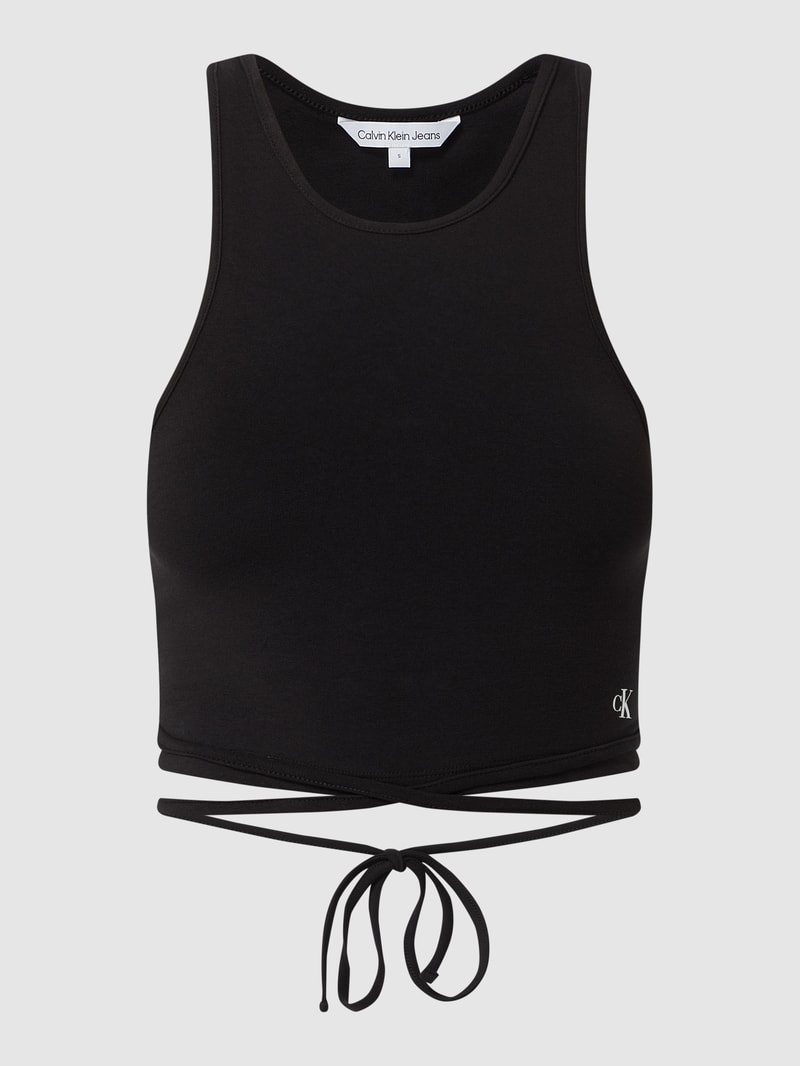 Crop Top mit Schnürung  in black